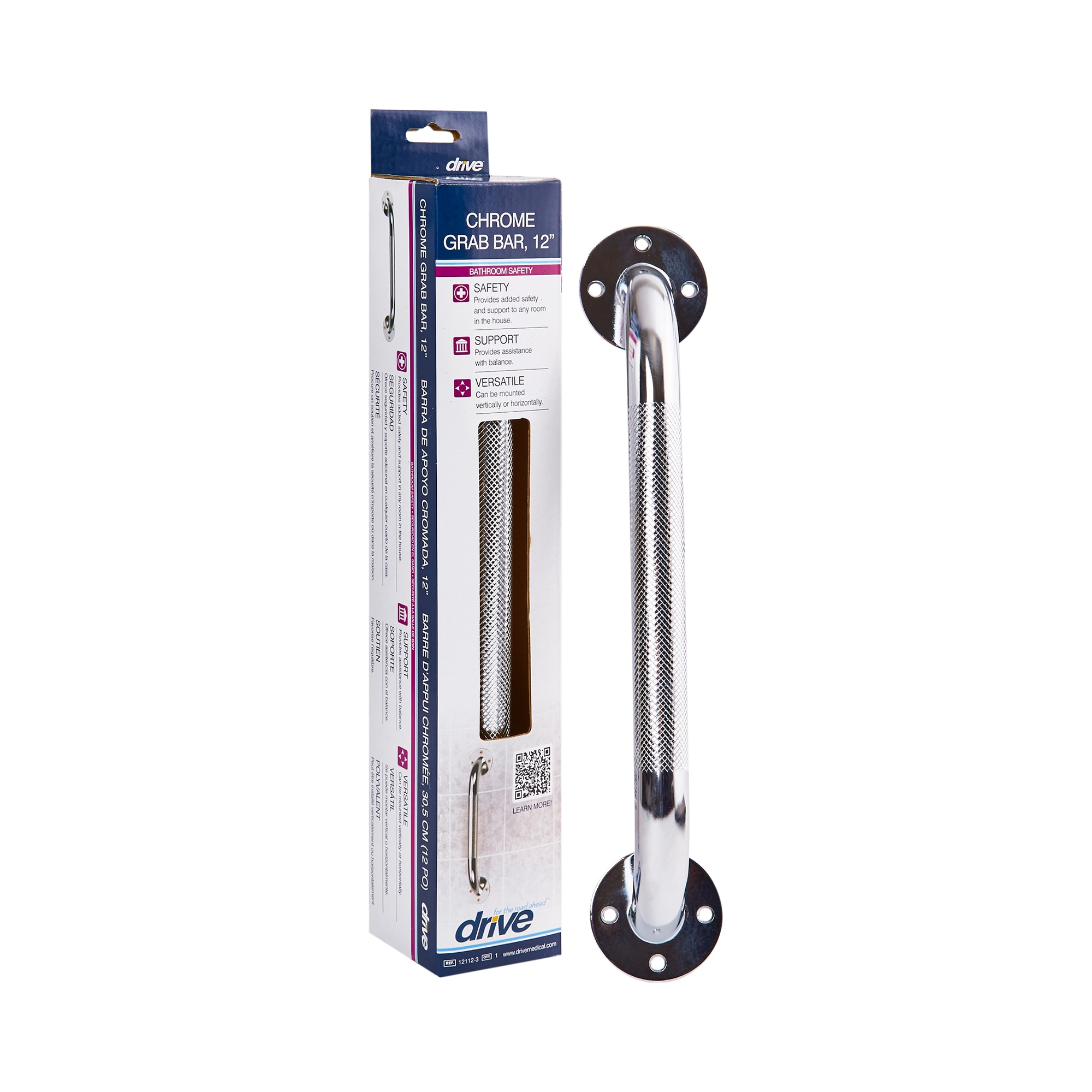 Wall Grab Bar drive™ Chrome Finish Knurled Steel