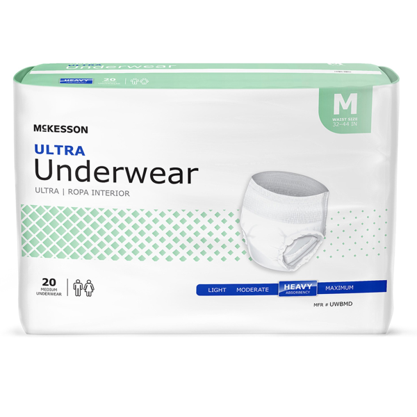 Absorbent Underwear McKesson Ultra Pull On with Tear Away Seams Adult Medium Unisex Disposable Heavy Absorbency