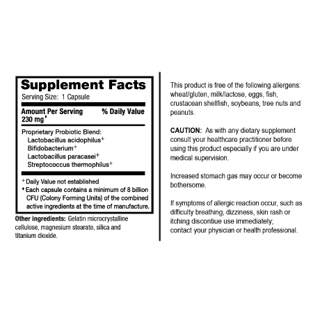 Probiotic Dietary Supplement RisaQuad™ 30 per Bottle Capsule