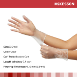 Exam Glove McKesson X-Small NonSterile Vinyl Standard Cuff Length Smooth Clear Not Rated