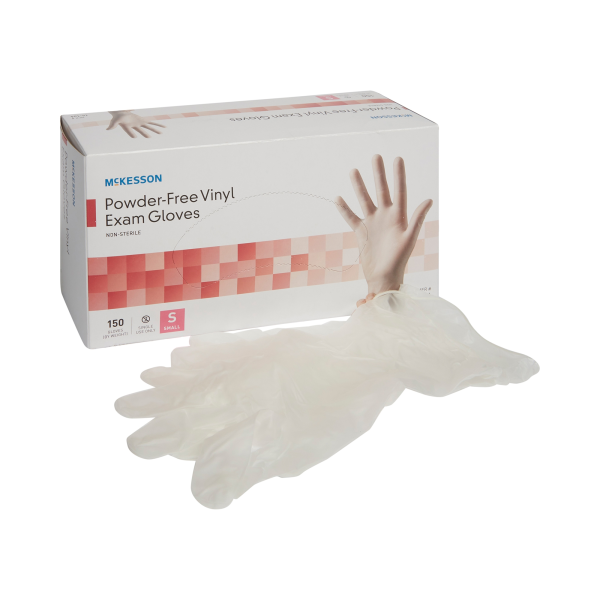 Exam Glove McKesson Small NonSterile Vinyl Standard Cuff Length Smooth Clear Not Rated