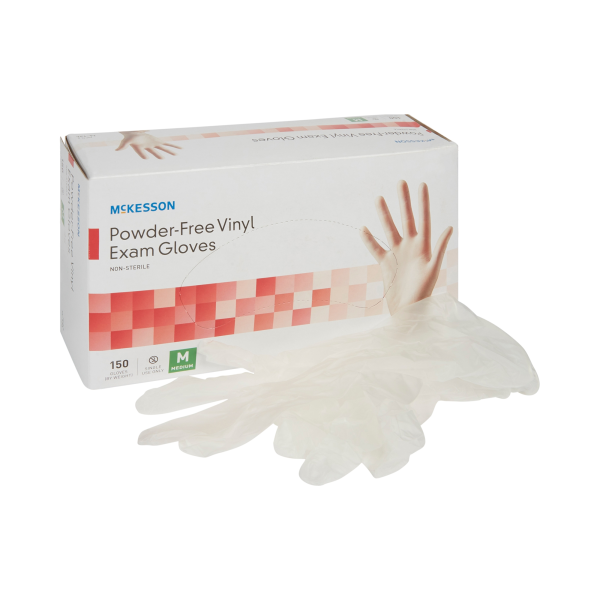 Exam Glove McKesson Medium NonSterile Vinyl Standard Cuff Length Smooth Clear Not Rated