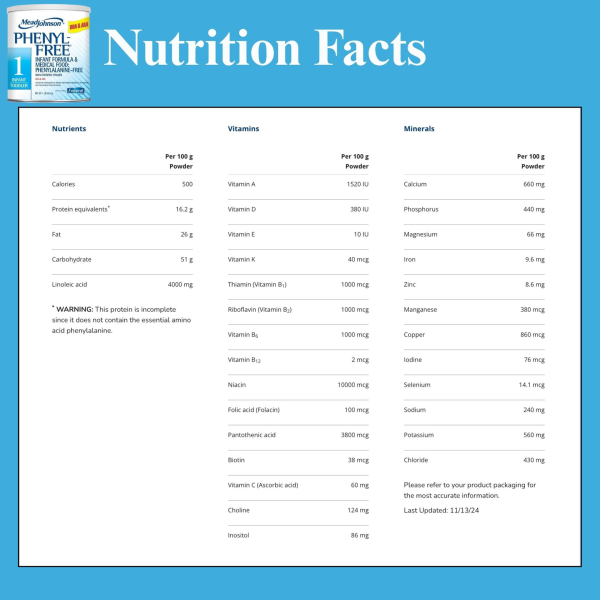 Mead Johnson Phenyl-Free 1 Infant Formula & Medical Food Powder, 1 lb.