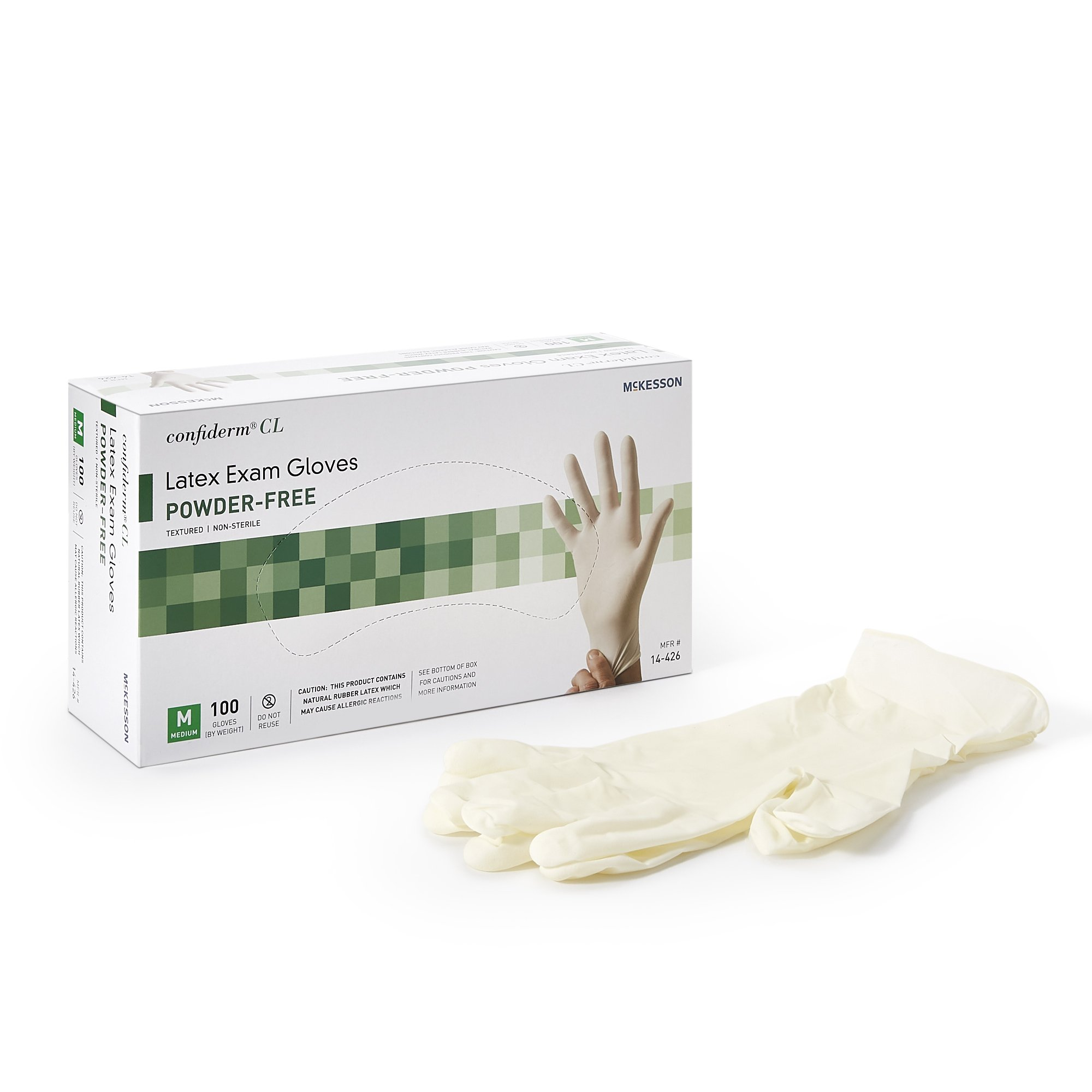 Exam Glove McKesson Confiderm® Medium NonSterile Latex Standard Cuff Length Textured Fingertips Ivory Not Rated Exam Glove McKesson Confiderm® Medium NonSterile Latex Standard Cuff Length Textured Fingertips Ivory Not Rated