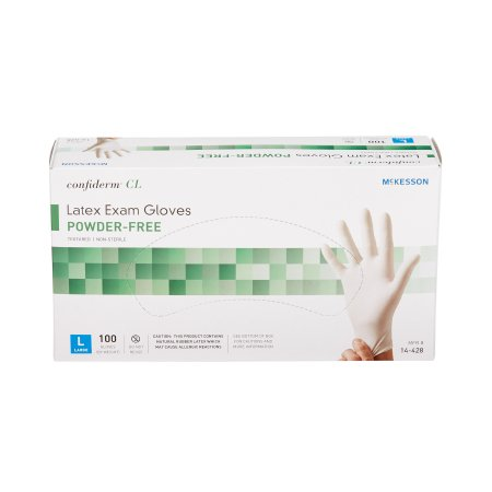 Exam Glove McKesson Confiderm® Large NonSterile Latex Standard Cuff Length Textured Fingertips Ivory Not Rated