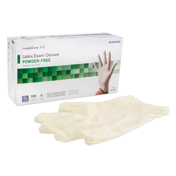 Exam Glove McKesson Confiderm® X-Large NonSterile Latex Standard Cuff Length Textured Fingertips Ivory Not Rated
