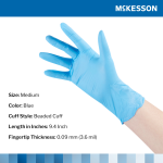 Exam Glove McKesson Confiderm® 3.8 Medium NonSterile Nitrile Standard Cuff Length Textured Fingertips Blue Not Rated