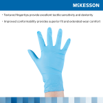 Exam Glove McKesson Confiderm® 3.8 Large NonSterile Nitrile Standard Cuff Length Textured Fingertips Blue Not Rated