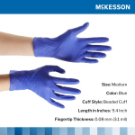 Exam Glove McKesson Confiderm® 3.0 Medium NonSterile Nitrile Standard Cuff Length Textured Fingertips Blue Chemo Tested / Fentanyl Tested
