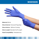 Exam Glove McKesson Confiderm® 3.0 Medium NonSterile Nitrile Standard Cuff Length Textured Fingertips Blue Chemo Tested / Fentanyl Tested