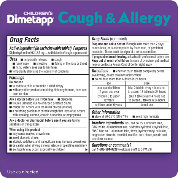 Dimetapp Children's Cough & Allergy Chewable Tablets