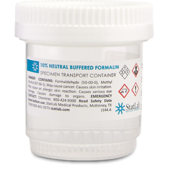 Prefilled Formalin Container StatClick™ 30 mL Fill in 60 mL (2 oz.) Screw Cap Warning Label NonSterile