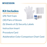 Drugs of Abuse Test Kit McKesson AMP, BAR, BZO, COC, mAMP/MET, MDMA, MOP300, MTD, OXY, PCP, TCA, THC (OX, pH, SG) 25 Tests CLIA Waived