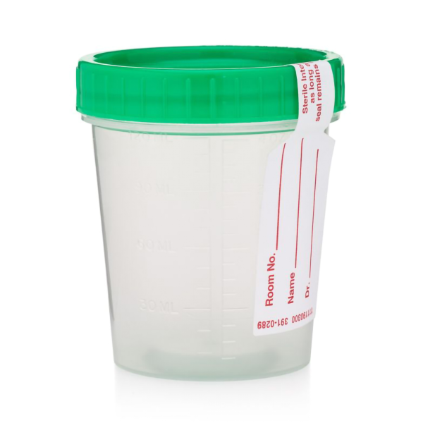 Specimen Container 120 mL (4 oz.) Screw Cap Patient Information Sterile