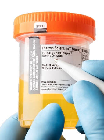 Specimen Container Samco™ Clicktainer™ 53 mm Opening 90 mL (3 oz.) Screw Cap Patient Information Sterile