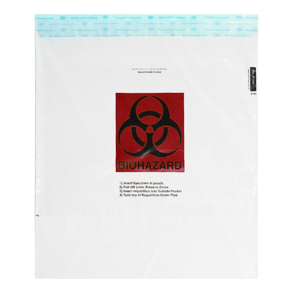 Specimen Transport Bag with Document Pouch Speci-Gard® 15 X 17 Inch Adhesive Closure Biohazard Symbol / Storage Instructions / Instructions for Use NonSterile