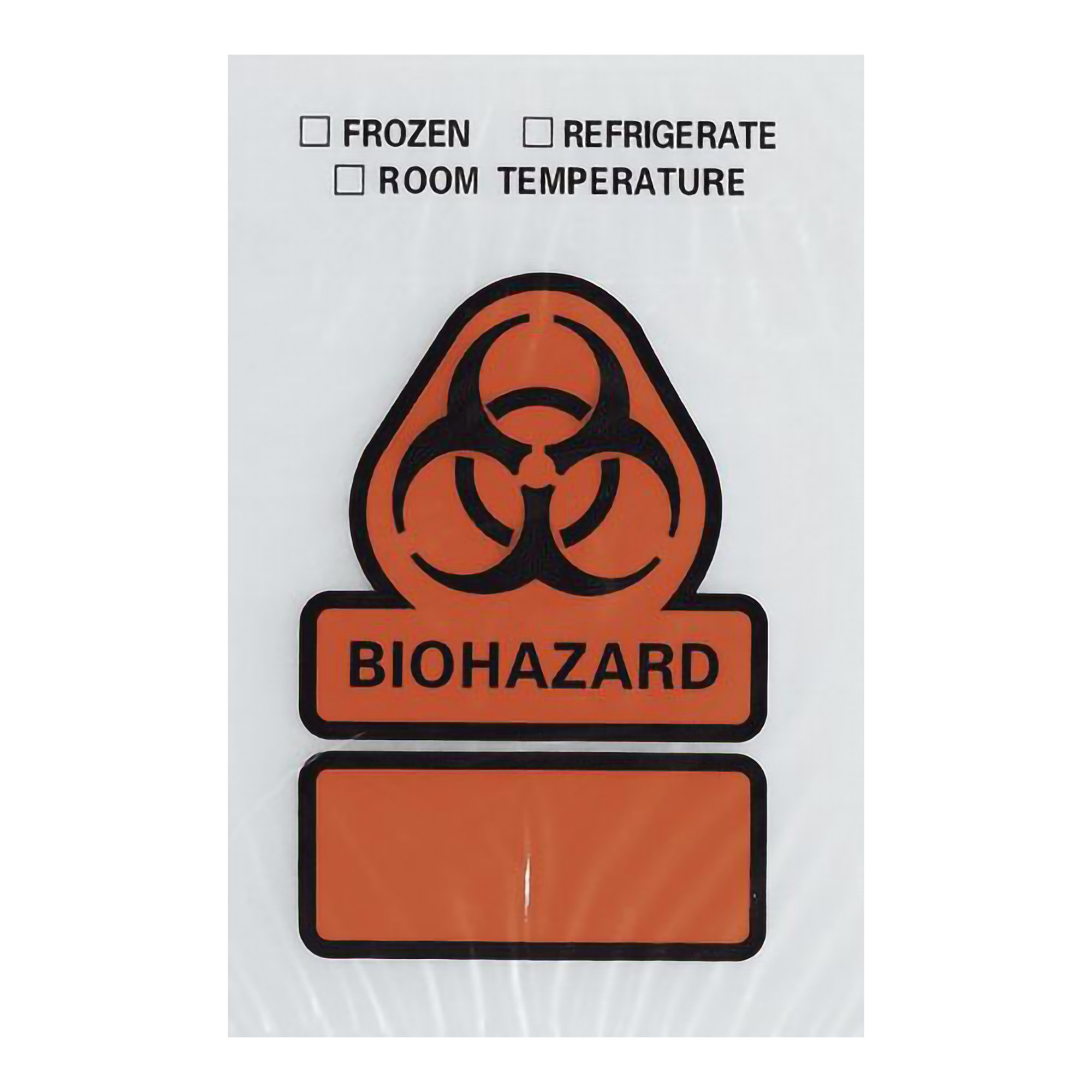 Specimen Transport Bag with Document Pouch 6 X 9 Inch Zip Closure Biohazard Symbol / Storage Instructions NonSterile