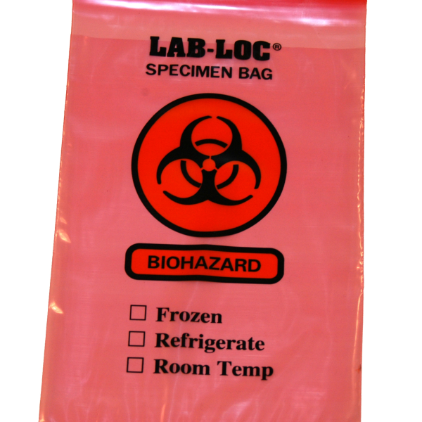 Specimen Transport Bag with Document Pouch Lab-Loc® 6 X 9 Inch Zip Closure Biohazard Symbol / Storage Instructions NonSterile