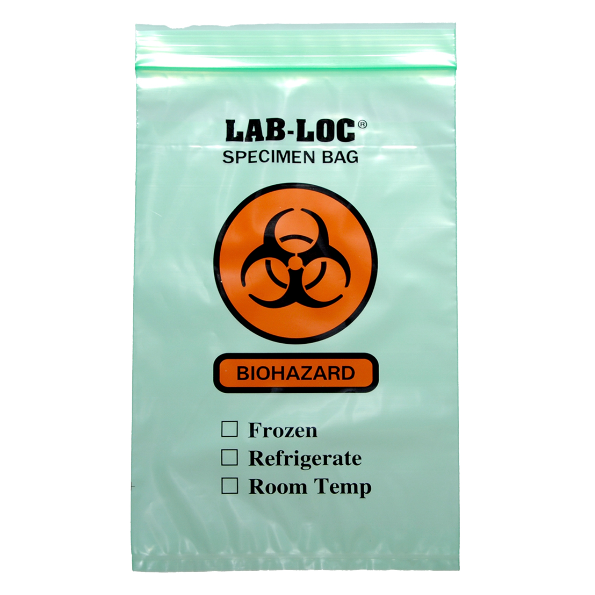 Specimen Transport Bag with Document Pouch Lab-Loc® 6 X 9 Inch Zip Closure Biohazard Symbol / Storage Instructions NonSterile