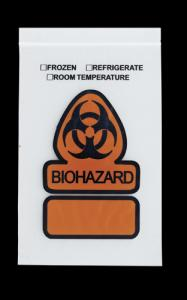 Specimen Transport Bag RD Plastics 4 X 6 Inch Zip Closure Biohazard Symbol / Storage Instructions NonSterile