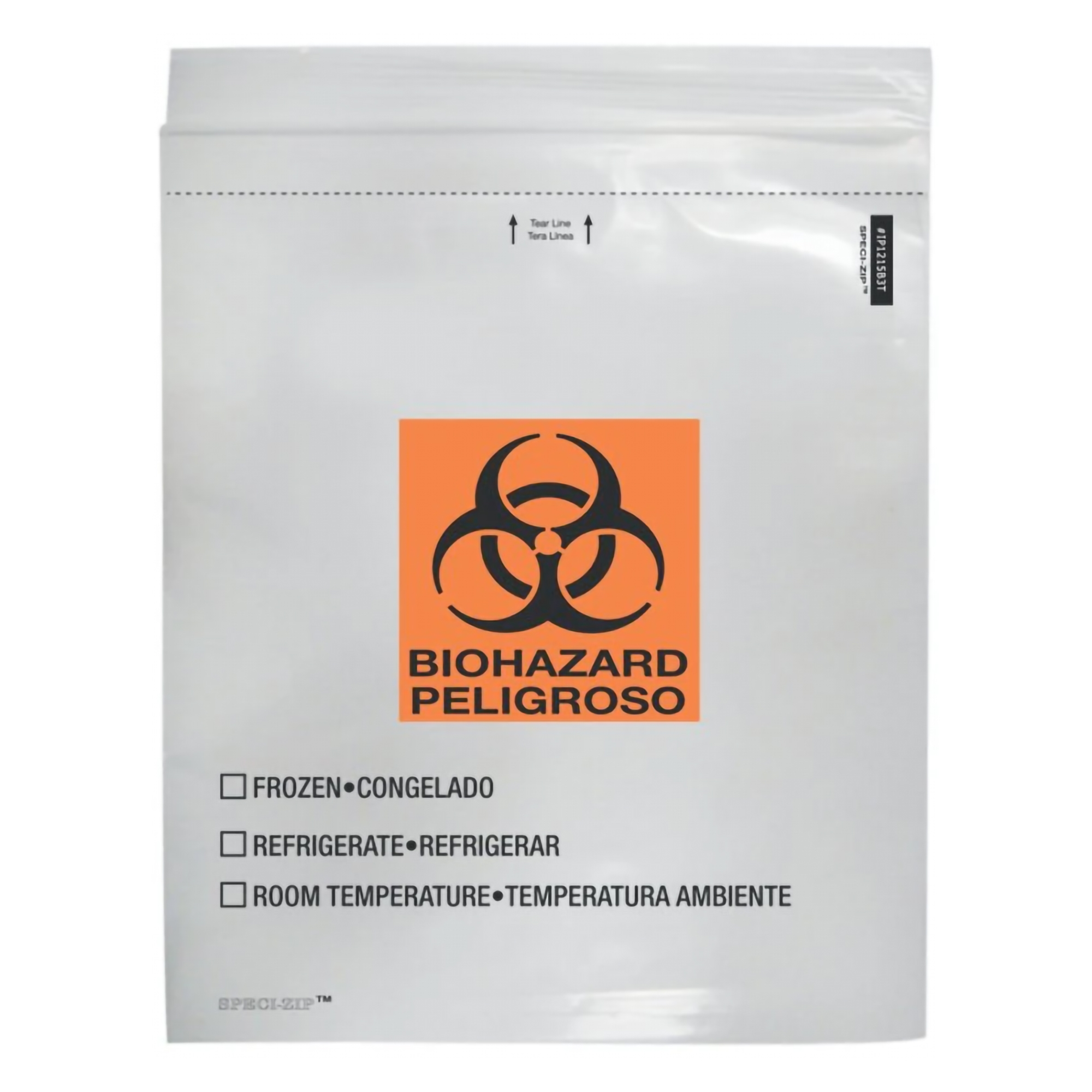 Specimen Transport Bag with Document Pouch Speci-Zip® 12 X 15 Inch Zip Closure Biohazard Symbol / Storage Instructions NonSterile
