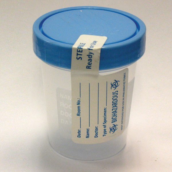 Specimen Container 120 mL (4 oz.) Screw Cap Patient Information Sterile