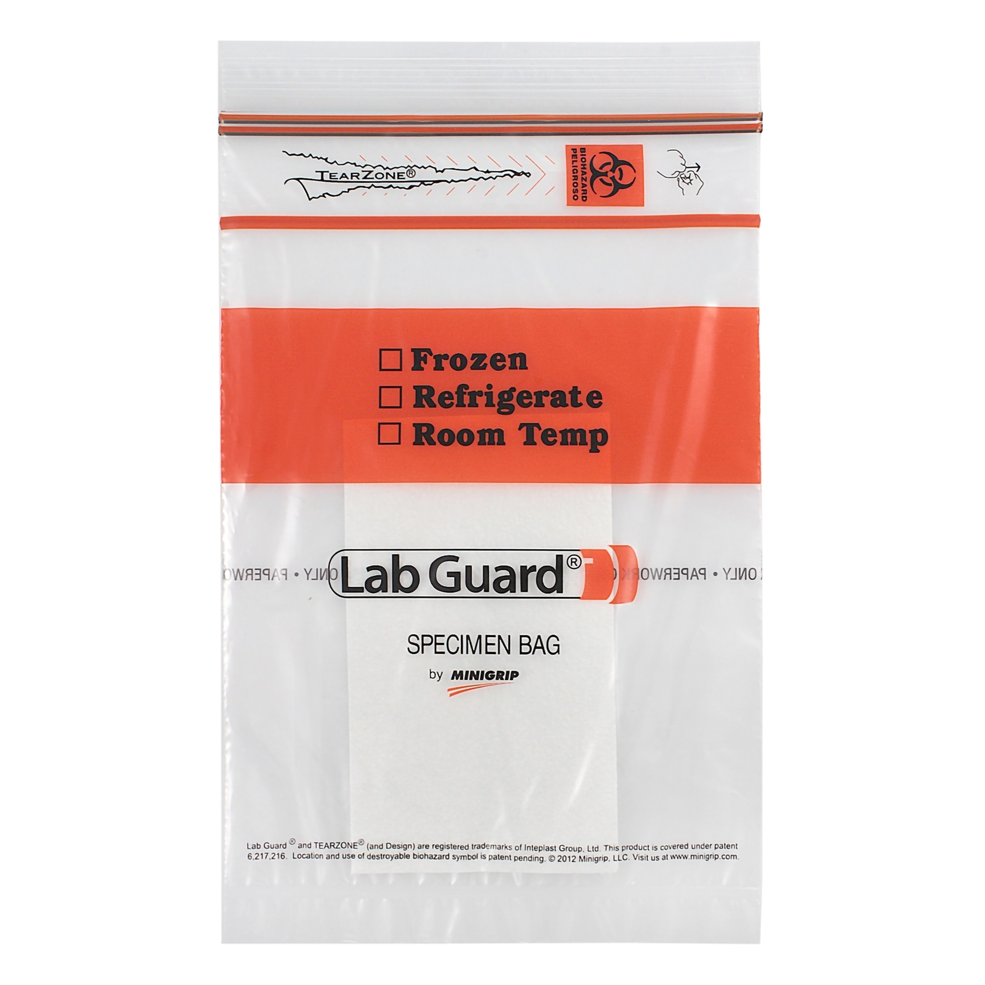 Specimen Transport Bag with Document Pouch and Absorbent Pad Lab Guard® Double Zipper 6 X 9 Inch Zip Closure Biohazard Symbol / Storage Instructions NonSterile Specimen Transport Bag with Document Pouch and Absorbent Pad Lab Guard® Double Zipper 6 X 9 Inch Zip Closure Biohazard Symbol / Storage Instructions NonSterile