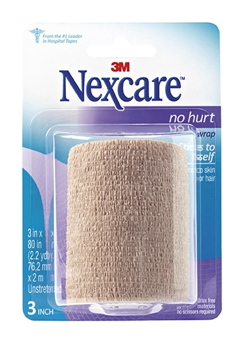 Cohesive Bandage Nexcare™ No Hurt 3 Inch X 2-1/5 Yard Self-Adherent Closure Tan NonSterile Standard Compression