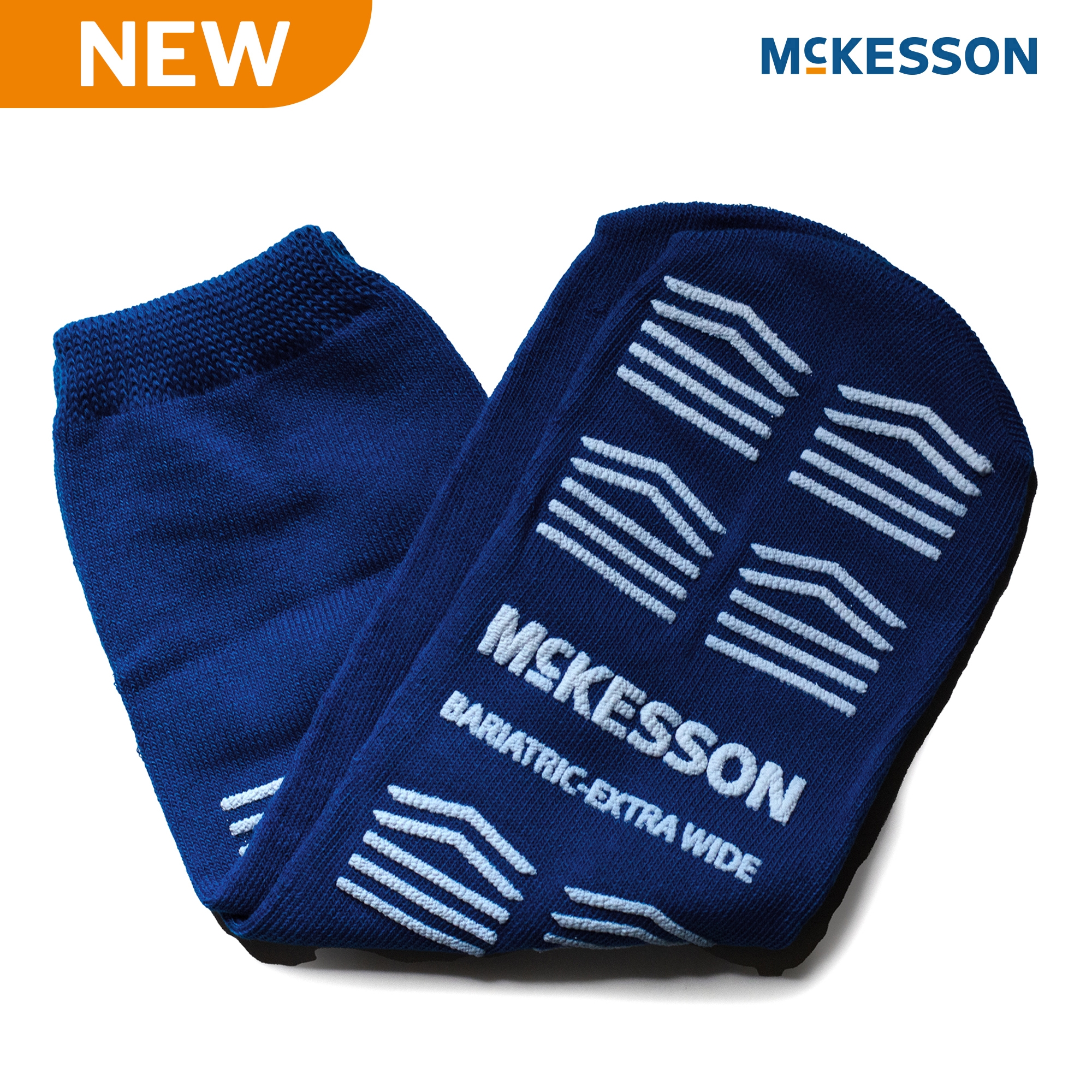 Slipper Socks McKesson Unisex Adult Bariatric / X-Wide Single Tread Single Patient Use Royal Blue