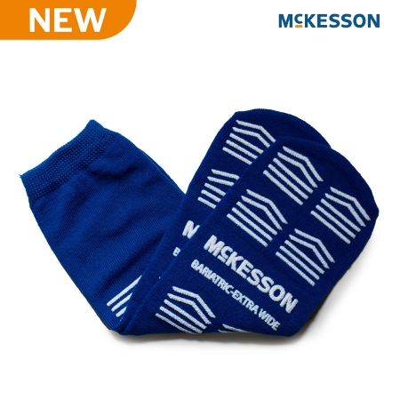 Slipper Socks McKesson Unisex Adult Bariatric / X-Wide Double Tread Single Patient Use Royal Blue