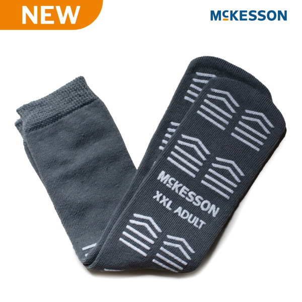 Slipper Socks McKesson Unisex Adult 2X-Large Double Tread Single Patient Use Gray