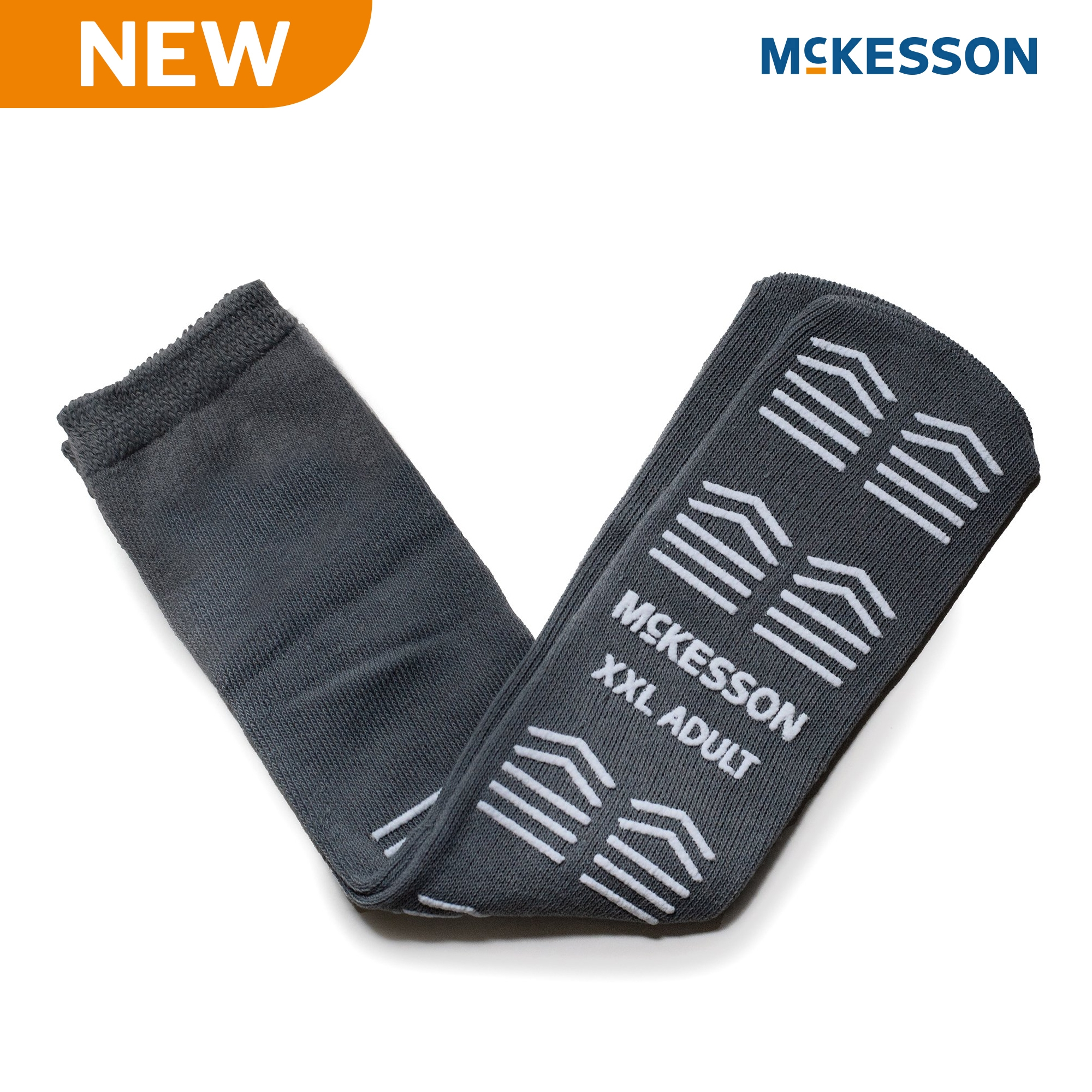 Slipper Socks McKesson Unisex Adult 2X-Large Single Tread Single Patient Use Gray