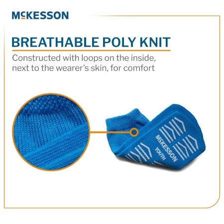 Slipper Socks McKesson Unisex Youth Single Tread Single Patient Use Light Blue