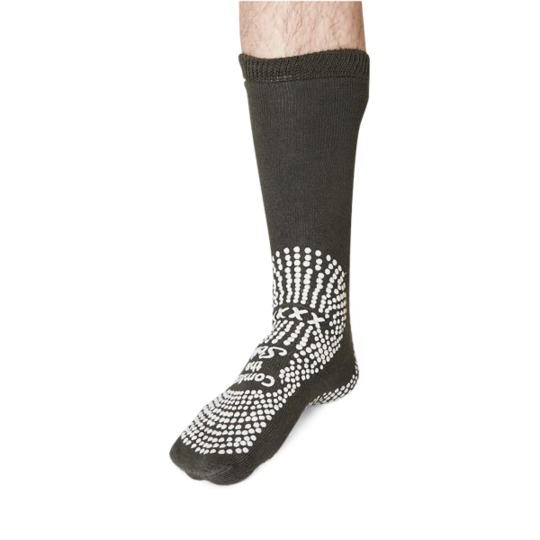 Slipper Socks Comfort the Sole™ Unisex Adult 3X-Large Double Tread Single Patient Use Charcoal
