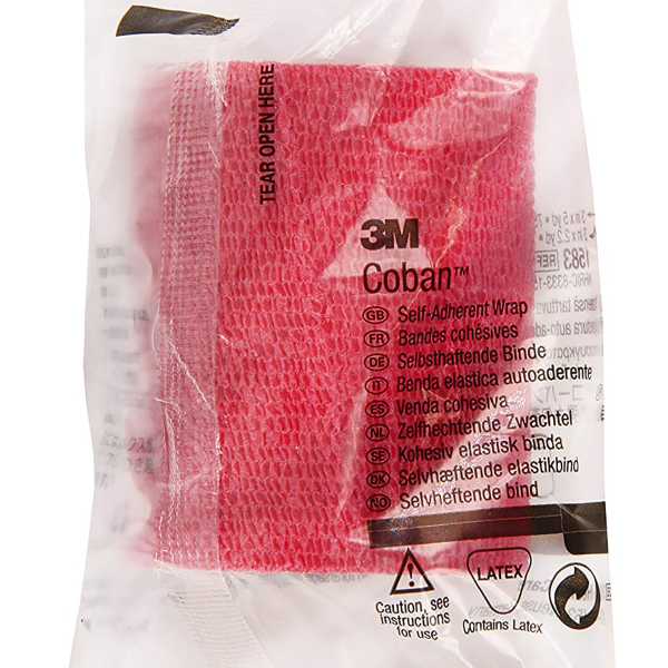 Cohesive Bandage 3M™ Coban™ 3 Inch X 5 Yard Self-Adherent Closure Red NonSterile Standard Compression