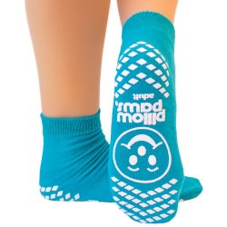 Slipper Socks Pillow Paws® Single Imprint Terries™ Unisex Adult One Size Fits Most Single Tread Single Patient Use Teal