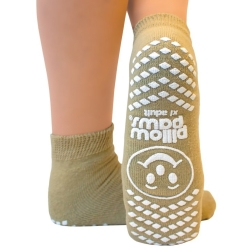 Slipper Socks Pillow Paws® Single Imprint Terries™ Unisex Adult X-Large Single Tread Single Patient Use Tan