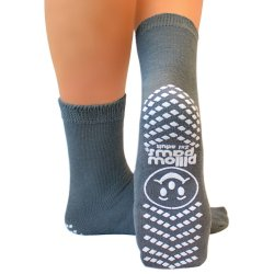 Slipper Socks Pillow Paws® Single Imprint Terries™ Unisex Adult 2X-Large Single Tread Single Patient Use Gray