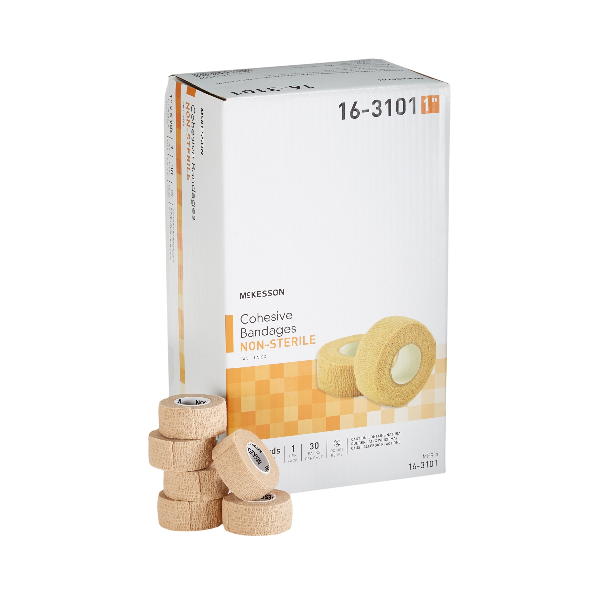 Cohesive Bandage McKesson 1 Inch X 5 Yard Self-adherent Closure Tan NonSterile Standard Compression