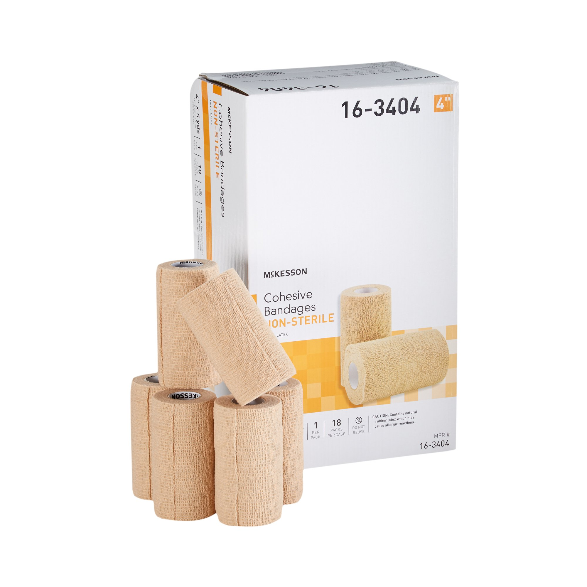 Cohesive Bandage McKesson 4 Inch X 5 Yard Self-adherent Closure Tan NonSterile Standard Compression