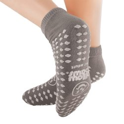 Slipper Socks Pillow Paws® 360° Imprint Unisex Adult 2X-Large All Around Tread Single Patient Use Gray