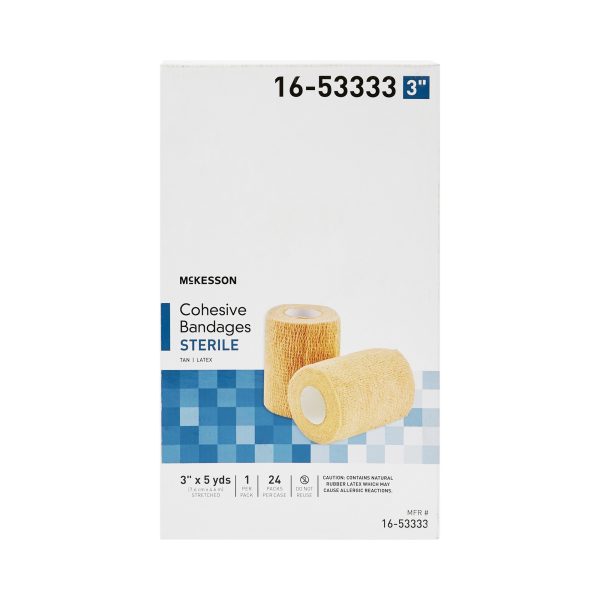 Cohesive Bandage McKesson 3 Inch X 5 Yard Self-Adherent Closure Tan Sterile Standard Compression