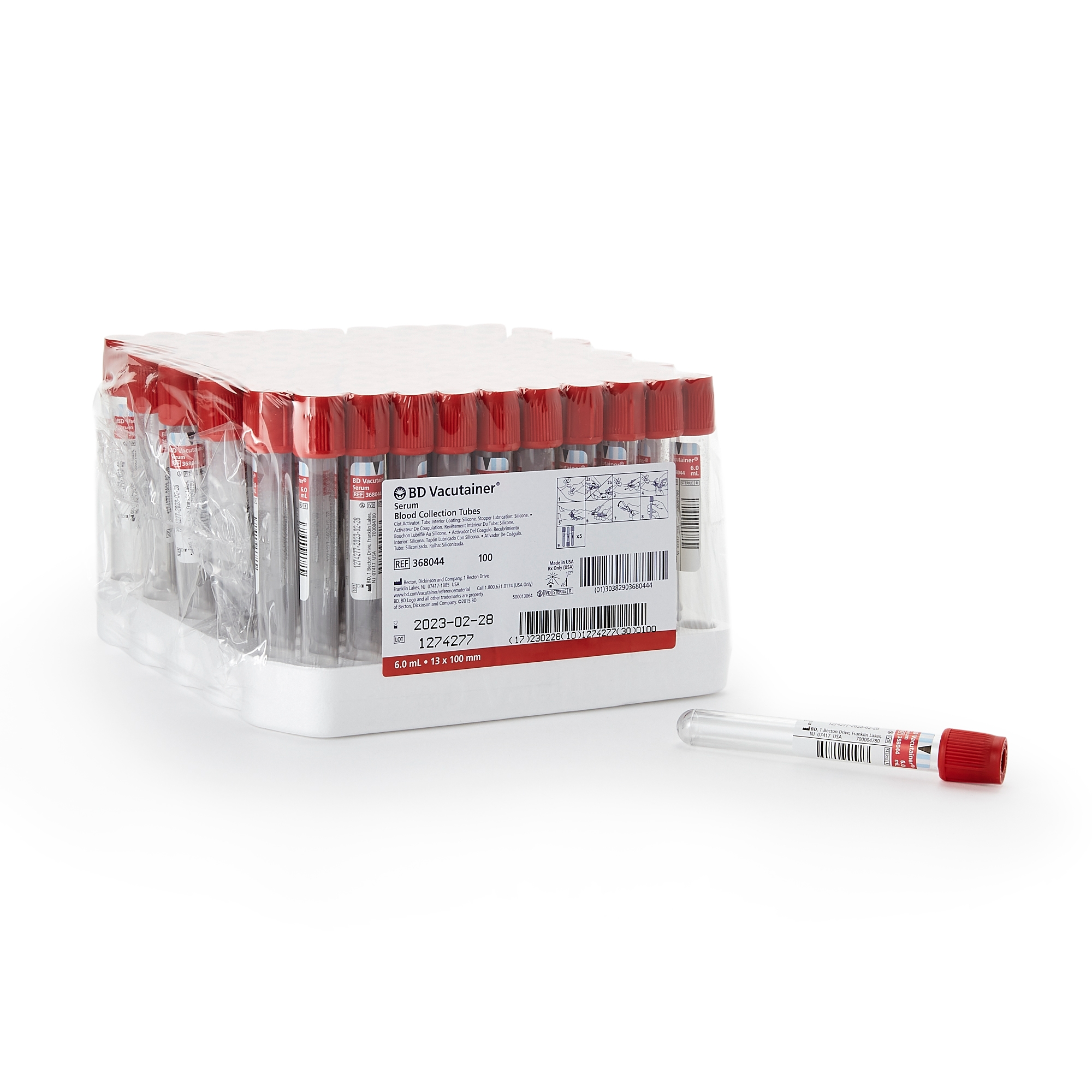 BD Vacutainer® Plus Venous Blood Collection Tube Clot Activator Additive 6 mL BD Hemogard™ Closure Plastic Tube