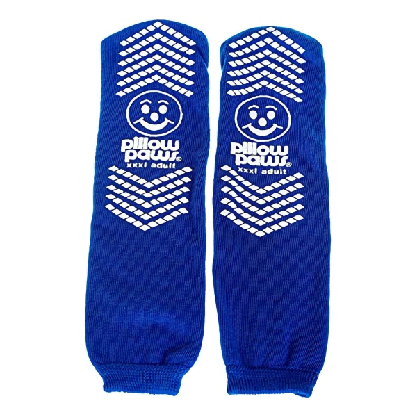 Slipper Socks Pillow Paws® 360° Imprint Unisex Adult 3X-Large / X-Wide All Around Tread Single Patient Use Royal Blue