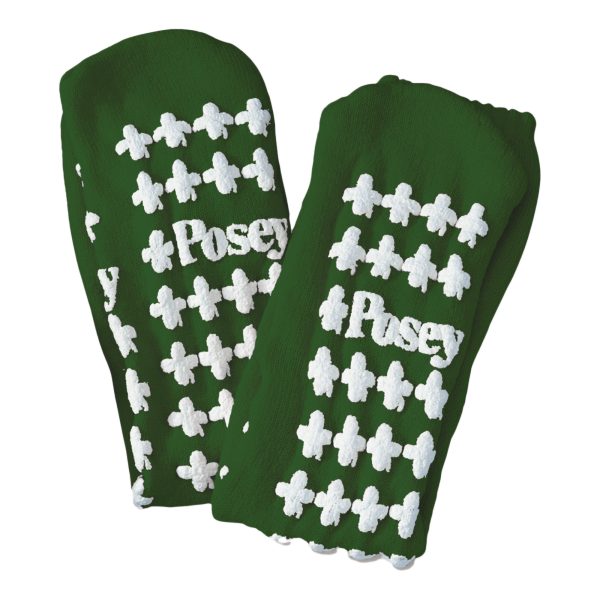 Slipper Socks Posey® Unisex Adult One Size Fits Most Double Tread Single Patient Use Green