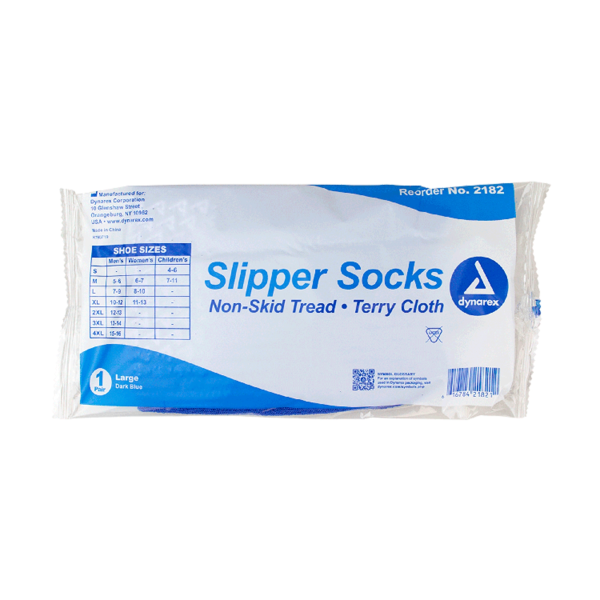 Slipper Socks Dynarex Unisex Adult Large Single Tread Single Patient Use Blue