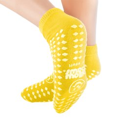 Slipper Socks Pillow Paws® Risk Alert® Terries™ Unisex Adult 3X-Large / X-Wide All Around Tread Single Patient Use Yellow