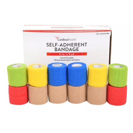 Cohesive Bandage Cardinal Health™ 2 Inch X 5 Yard Self-Adherent Closure Assorted Colors NonSterile Standard Compression