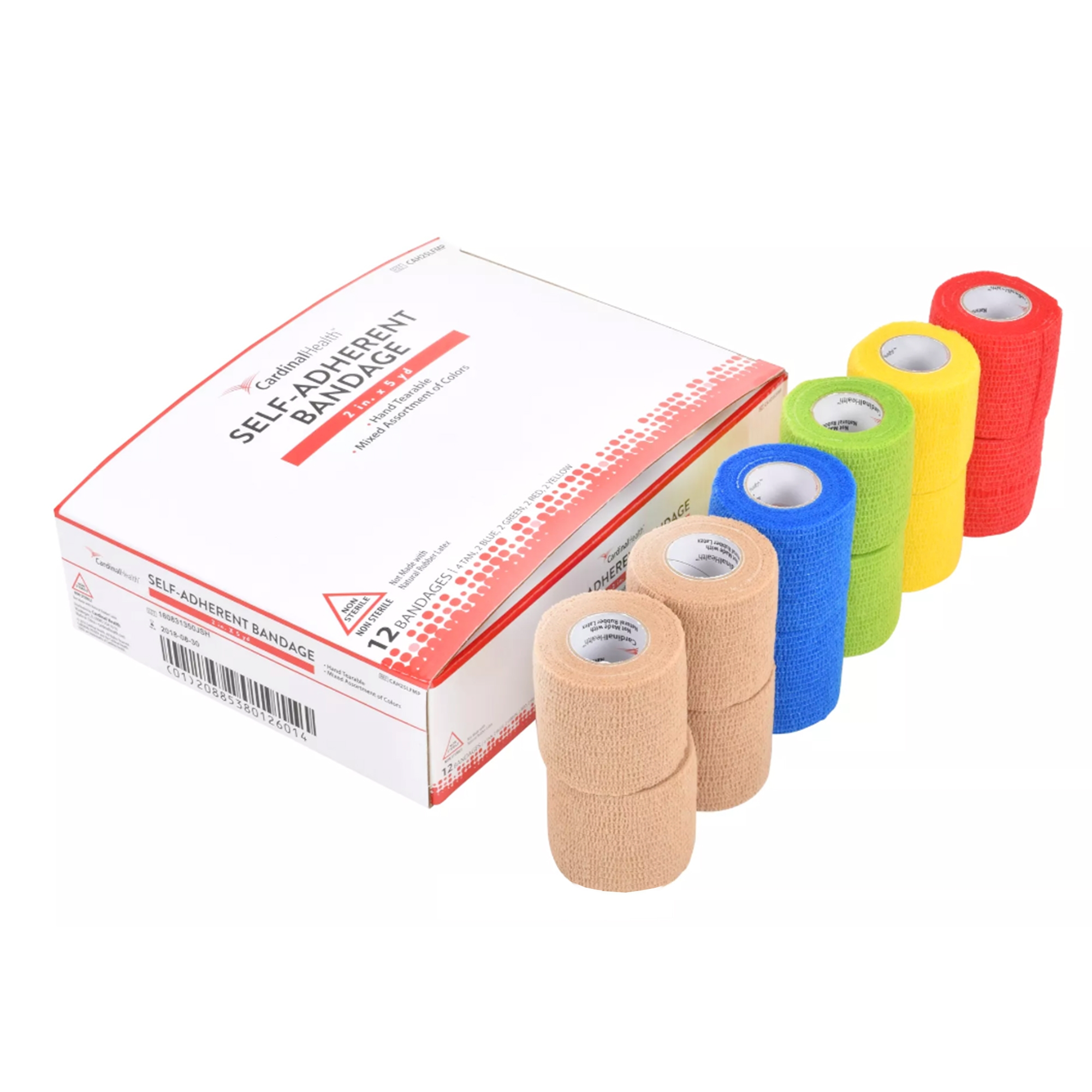 Cohesive Bandage Cardinal Health™ 2 Inch X 5 Yard Self-Adherent Closure Assorted Colors NonSterile Standard Compression Cohesive Bandage Cardinal Health™ 2 Inch X 5 Yard Self-Adherent Closure Assorted Colors NonSterile Standard Compression