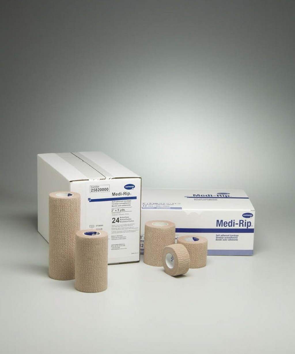 Cohesive Bandage Medi-Rip® 1 Inch X 5 Yard Self-Adherent Closure Tan NonSterile Standard Compression Cohesive Bandage Medi-Rip® 1 Inch X 5 Yard Self-Adherent Closure Tan NonSterile Standard Compression